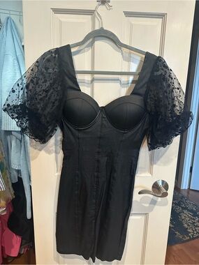 Haute Monde Black Fitted Dress with Square Neck